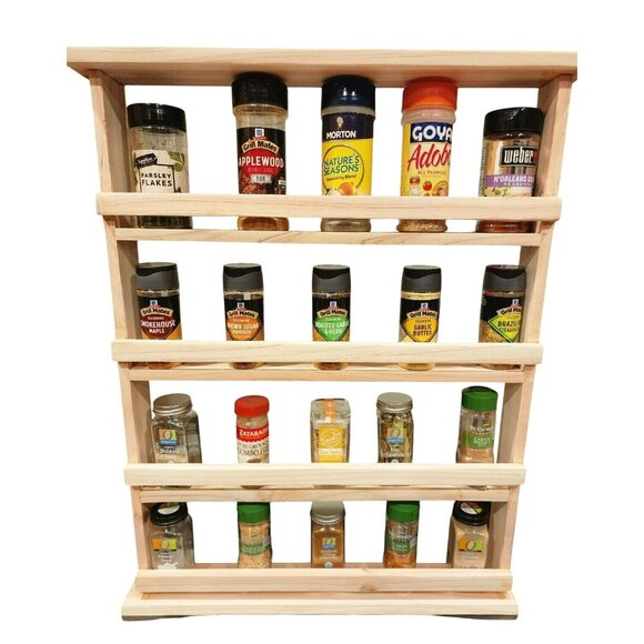 Wooden Spice Rack | 4-Tier Rustic Spice Organizer|Handmade Natural Wood | - Picture 4 of 5
